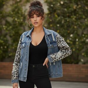 Leopard jean jacket